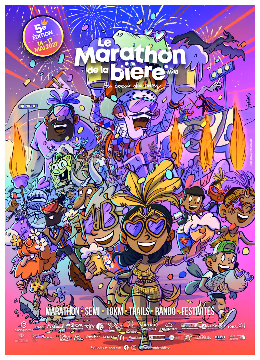 Affiche du Marathon de la Bière 2027 : 5e édition du 14 au 17 mai 2027 au cœur du Forez